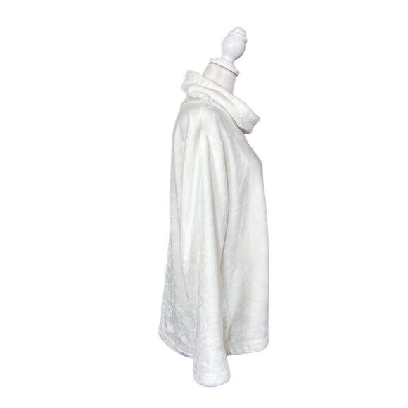 DKNY White Soft Fleece Turtleneck Long Sleeve High Low Pullover Size Medium - Picture 2 of 12